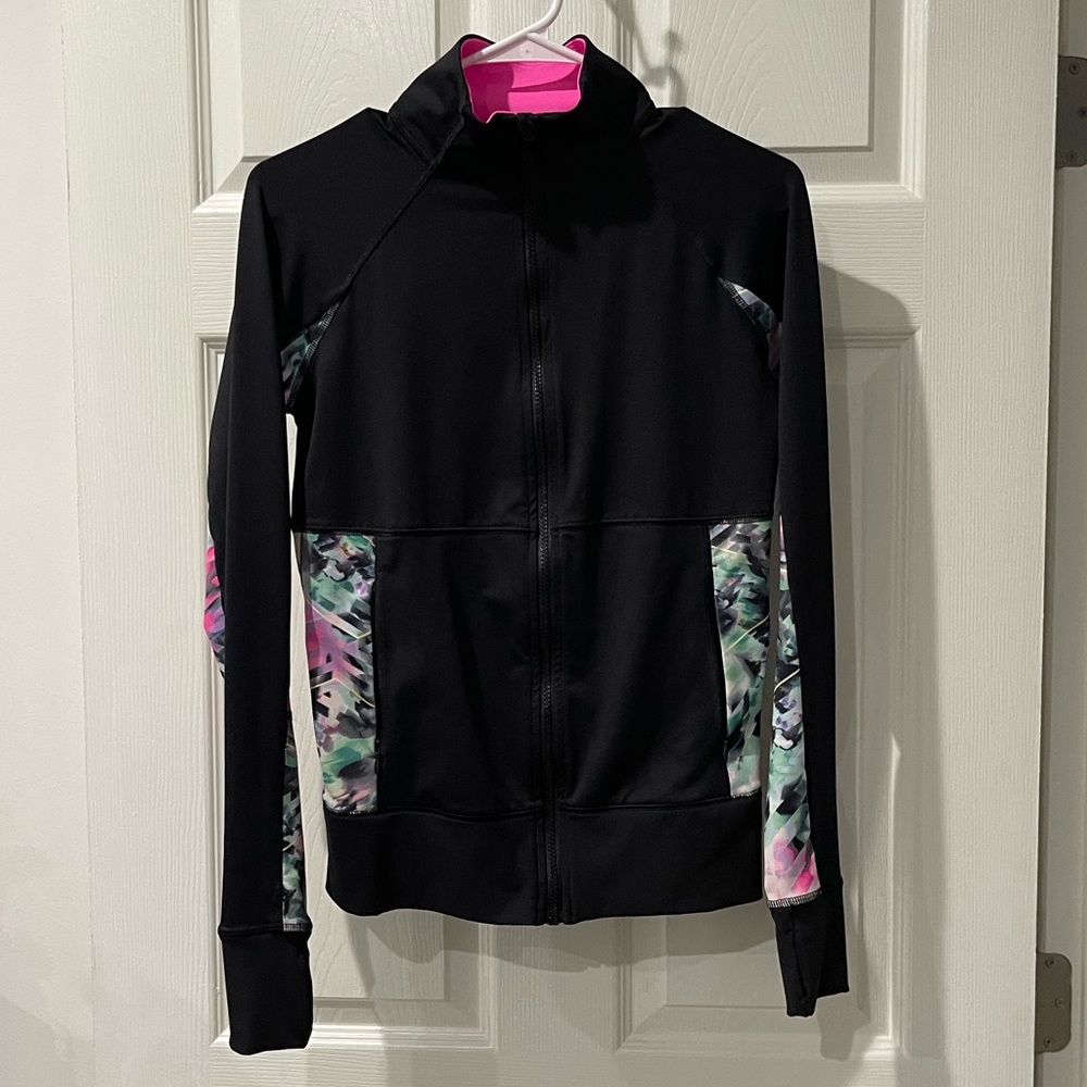 Fila Sport black and pink zip up jacket with thumb holes